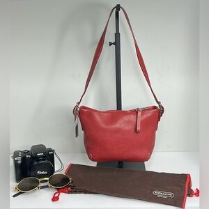 Red Coach Leather Shoulder Bag